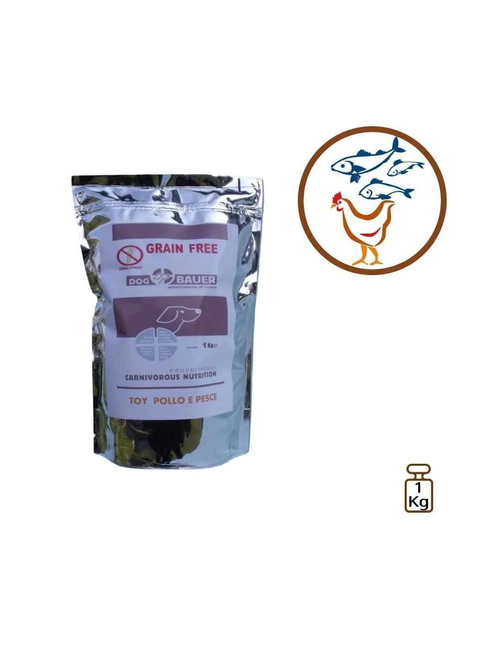 Sacchetto 1 Kg Crocchette Toy Senza Cereali Pollo e Pesce Dogbauer Sacchetto 1 Kg Crocchette Toy Senza Cereali Pollo e Pesce Dogbauer