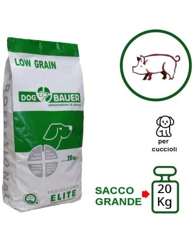 Infografica composizione crocchette per cani monoproteiche  Low Grain Puppy SOLO MAIALE   Dogbauer
